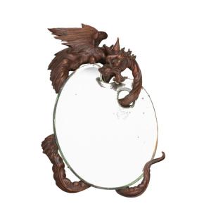 Dans le go&ucirc;t de Gabriel Viardot (1830 -1904), miroir oval au dragon, XIXe