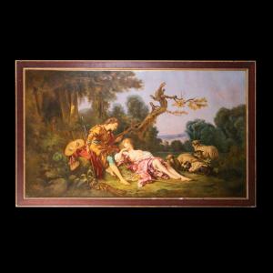 Ecole Fran&ccedil;aise, huile sur toile 