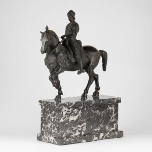 D'apr&egrave;s Andrea Verocchio (1435-1488), Le Condottiere Bartolomeo Colleoni, en bronze et marbre, XIXe
