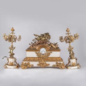 Important Fireplace Surround In Marble And Bronze, 19th