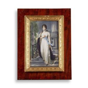 Hector Viger Duvigneau (1819-1879), Full-length Portrait Of Louise De Prussia, Porcelain, 19th 