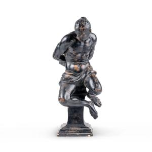  D'apr&egrave;s Pietro Tacca (1577-1640), Esclave  enchain&eacute;, sujet en terre cuite laqu&eacute; noir, XXe