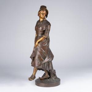 Antonin Merci&eacute; (1845-1916), Jeune paysanne , bronze, XIXe