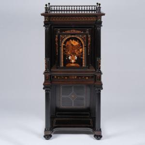 Charles Hunsinger (1823-1893) And Charles Wagner, Inlaid Secretary Cabinet, 19th Century
