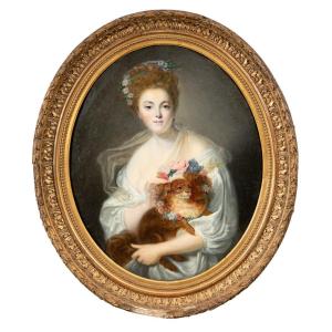After Jean Baptiste Greuze, Presumed Portrait Of Madame Porcin, Oil On Canvas, XIXth