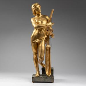 Honor&eacute; Icard (1845-1917), David devant Saul, bronze &agrave; patine vieil or, XIXe