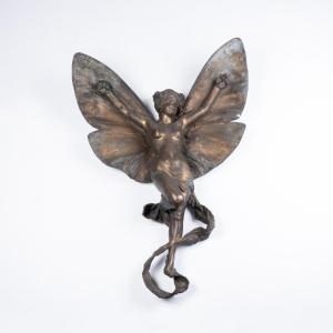 Applique Sculpture "butterfly Woman", Electroplating Proof, 19th Century