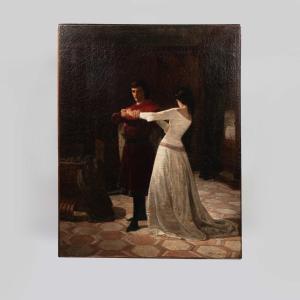 Ferdinando Mastriani (1838-? ),  Pia de Tolomei et Nello, huile sur toile, XIXe
