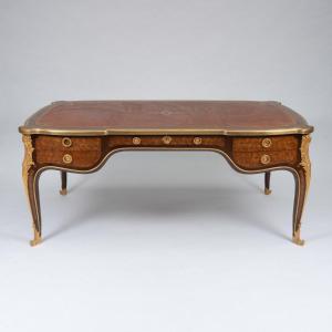 After Jean François Oeben (1721-1763), Flat Desk In Cube Marquetry, 19th Century