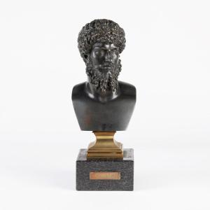 Bronze Bust Depicting The Bust Of Hercules On A Granite Base, 19th