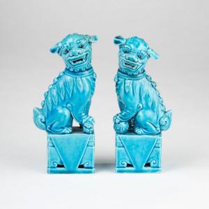 Pair Of Porcelain Pho Dogs, Asia, 20th