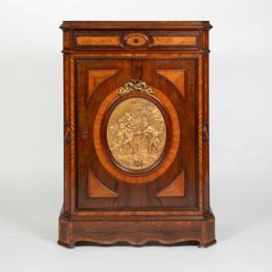 Napoleon III Period High-height Cabinet With Gilt Bronze Medallion, 19th