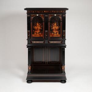 Charles Hunsinger (1823-1893) And Charles Wagner, Marquetry Cabinet, 19th