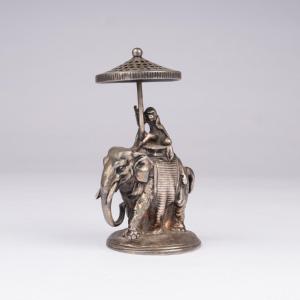 Maison Christofle, Silver-plated Metal "indra Elephant" Pick Holder, XIXth