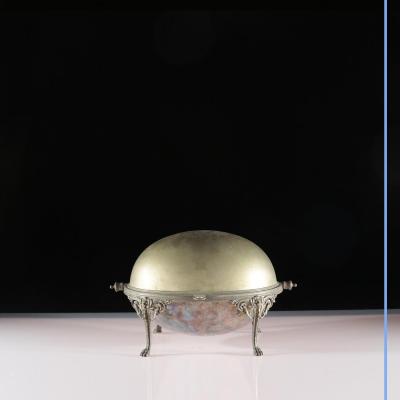 Chauffe-plat à cloche en argent, XIXe