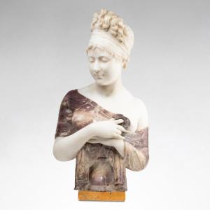 Aristide Petrilli (1868-1907), After Joseph Chinard, Bust Of Madame Récamier, Marble, 19th