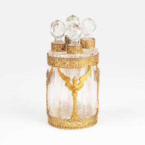 Stand For 4 Bottles In Cut Crystal And Gilded Bronze, 19th