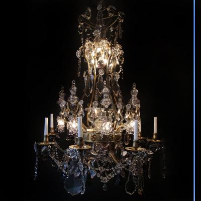 Fruit Chandelier In Cut Crystal And Gilded Bronze, 19th