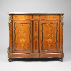 Kriéger House, Two-door Marquetry Console Table, 19th Century