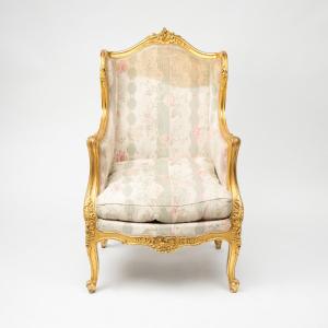 Bergère With Wings In Carved And Gilded Wood, 19th Century