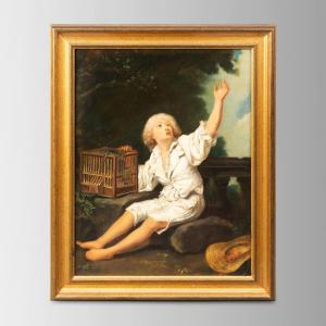 French School, 19th Century, The Bird Trap, Oil On Panel, 19th Century