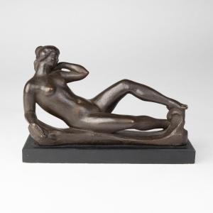 After Aristide Maillol (1861-1944), Reclining Girl, Patinated Terracotta, 20th Century
