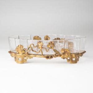 Edouard Enot (19th-20th Century), Glass Jardinière With Bronze Mount, 19th Century