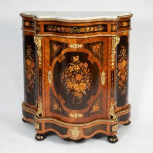 Cabinet At Waist Height In Marquetry Of Precious Woods, 19th Century 