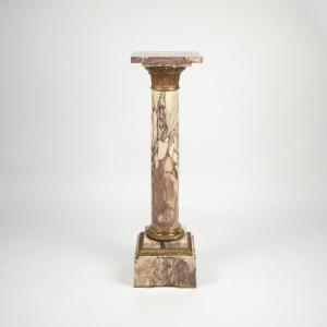 Column In Purple Breccia Marble And Gilt Bronze, 19th Century