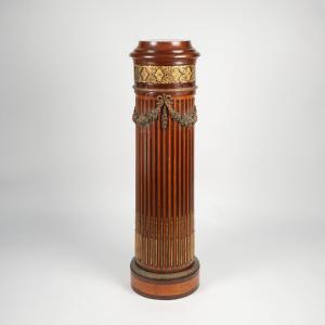 Fluted Wooden Column Adorned With Gilt Bronze, 19th Century