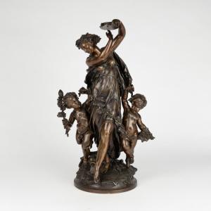 Mathurin Moreau (1822-1912), Bacchanalia, Bronze, 19th Century