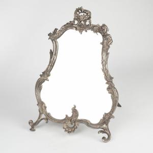 Louis XV-style Silvered Bronze Table Mirror, 19th