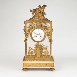 Bourquin à Paris, Gilt Bronze Birdcage Clock, 19th Century