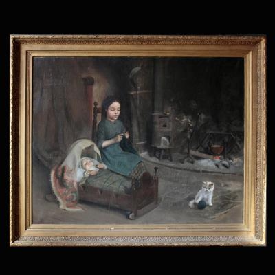 Martin Coulaud (?-1906) "La tricoteuse", XIXe