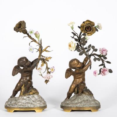 Paire de lampes de chevets aux Putti, XIXe