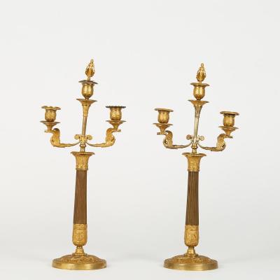 Pair Of Empire Style Candlesticks, 19th Century