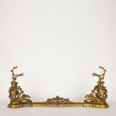 Barre de chemin&eacute;e en bronze dor&eacute;, XIXe