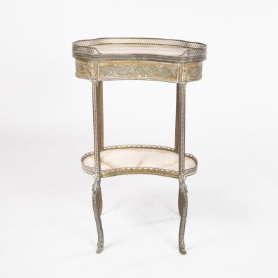 Guéridon rognon en bronze doré et onyx d'époque Napoléon III, XIXe