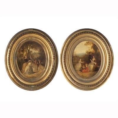 Jean Nicolas Ventadour (1822-1880), paire de huiles sur panneau, 1858