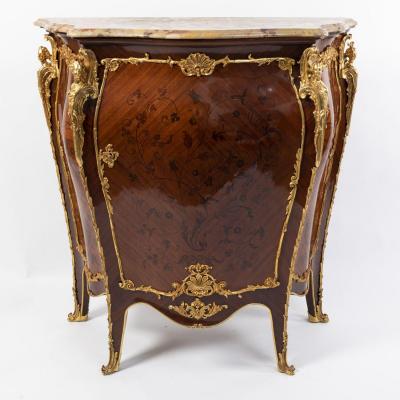 Paul Sormani (1817-1866), Support Height Furniture In Precious Wood Marquetry, 19th