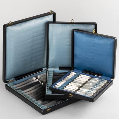 Service Of 36 Silver And Steel Knives With Mother-of-pearl Handles, 19th Century