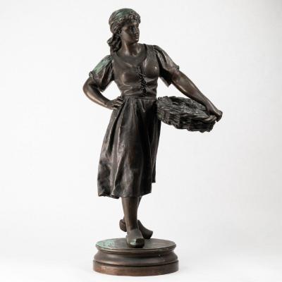 Ernest Rancoulet (1842-1918), la Femme au panier de coquillages, bronze, XIXe
