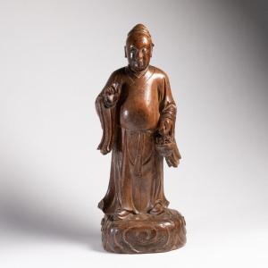 Sculpture d'une figure tao&iuml;ste en bois, Chine, XIXe