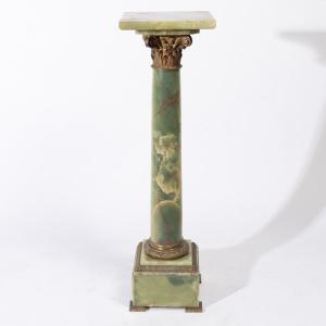 Colonne en onyx vert, ornée de bronze doré, XIXe