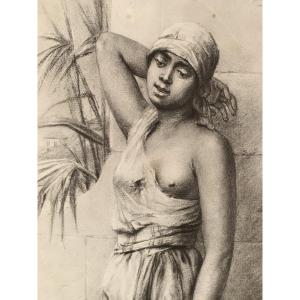 Theodor Ohlsen (1855-1913) - Black Woman From The Island Of Madeira - Charcoal