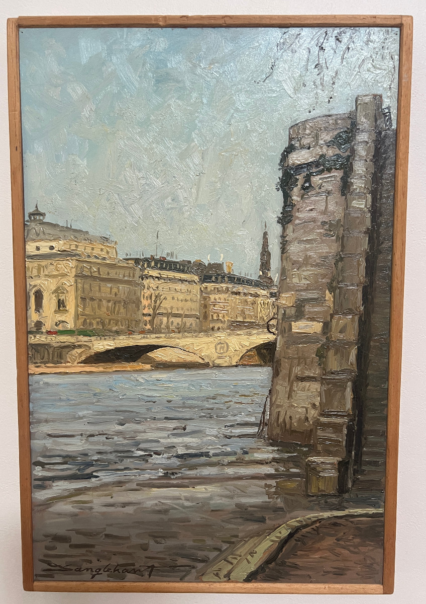 Huile sur toile - vue sur la Seine franck