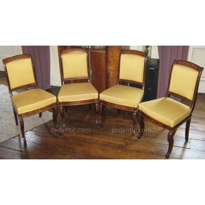 Suite Four Chairs Vintage Charles X Stamped Dubois.