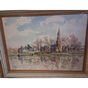 View Of The Church Of Le Faou (watercolor On Paper)