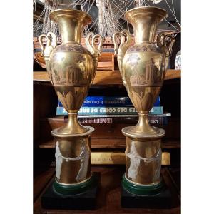 Pair Of Paris Porcelain Vases 1st Quarter 19th Century. 