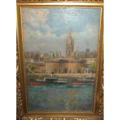 "boat Dock Front Les Remparts De Saint-malo" Attributed To Edward Hulton.